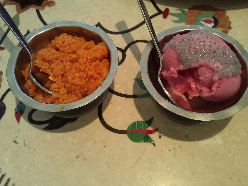 Gajar halwa and falooda icecream for dessert