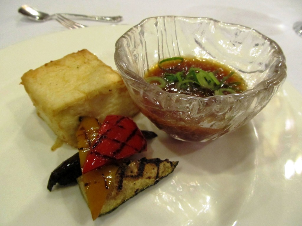 Tofu with grilled vegetables and sauce - Japanese dish!