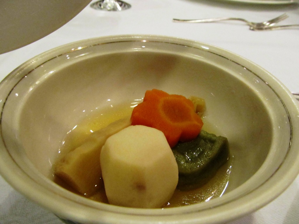 Steamed Japanese style vegetable- various colored veggies shaped beautifully is the key to make this dish successful!