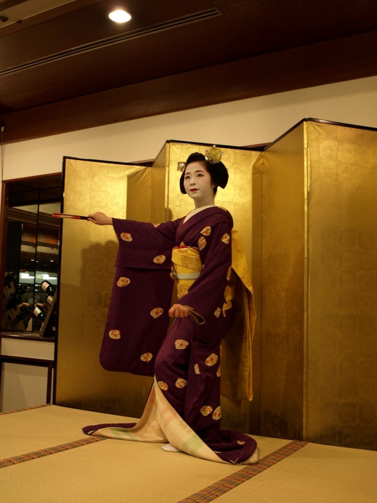 Performing traditional Japanese dance
