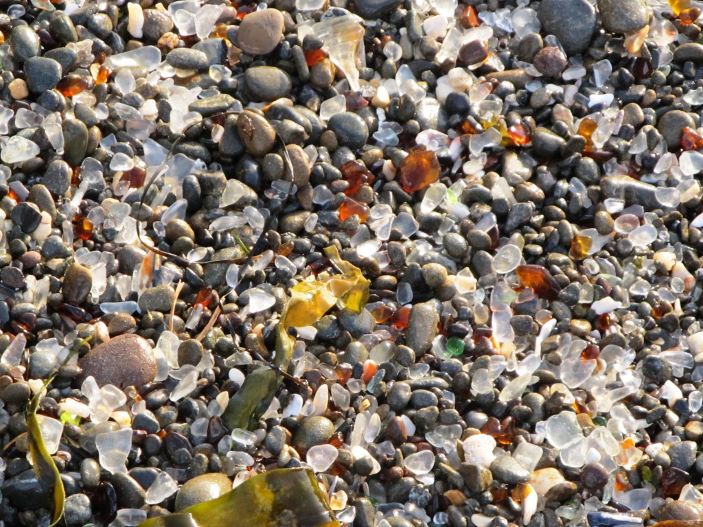 Glass beach! some rounded glasses found on the glass beach!