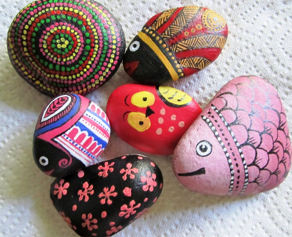 Painted backside of few rocks..