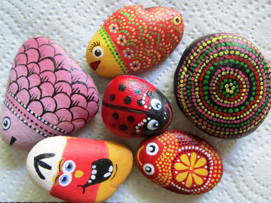Painted the front side of rocks!